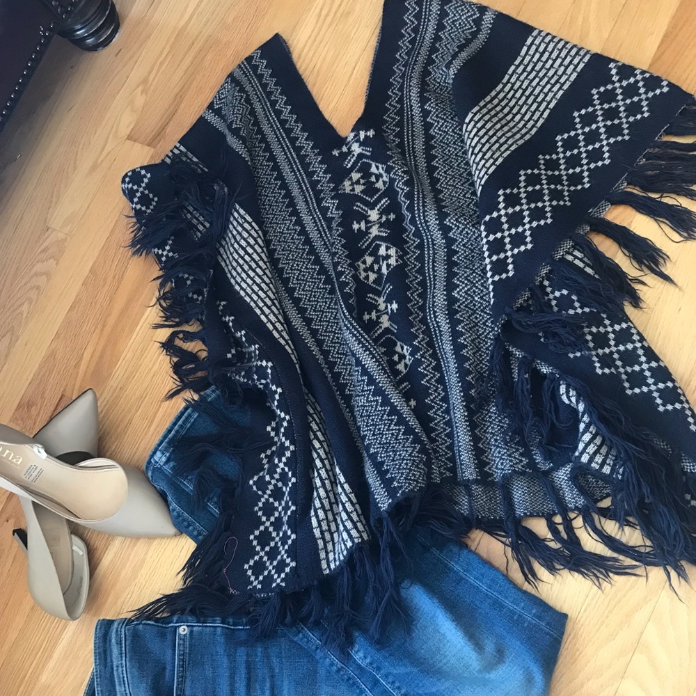 Navy poncho